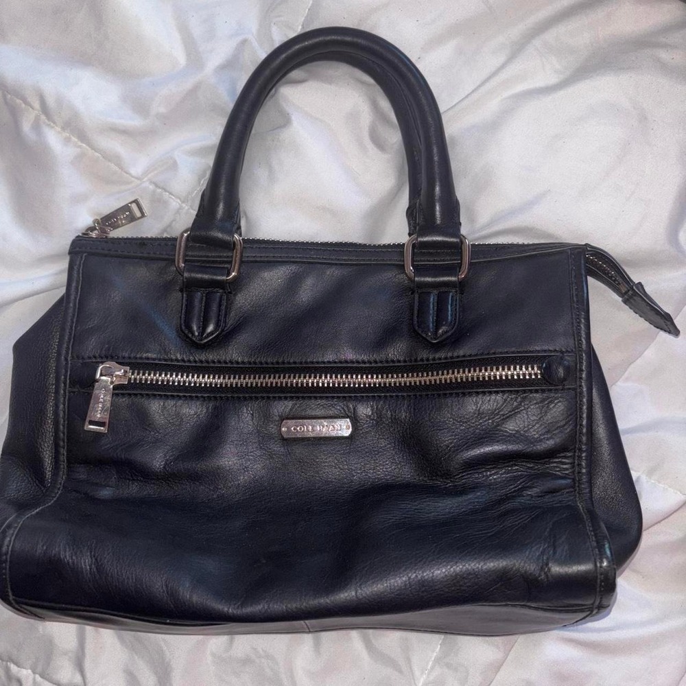 Vintage 100% leather Cole Haan black top handle satchel purse